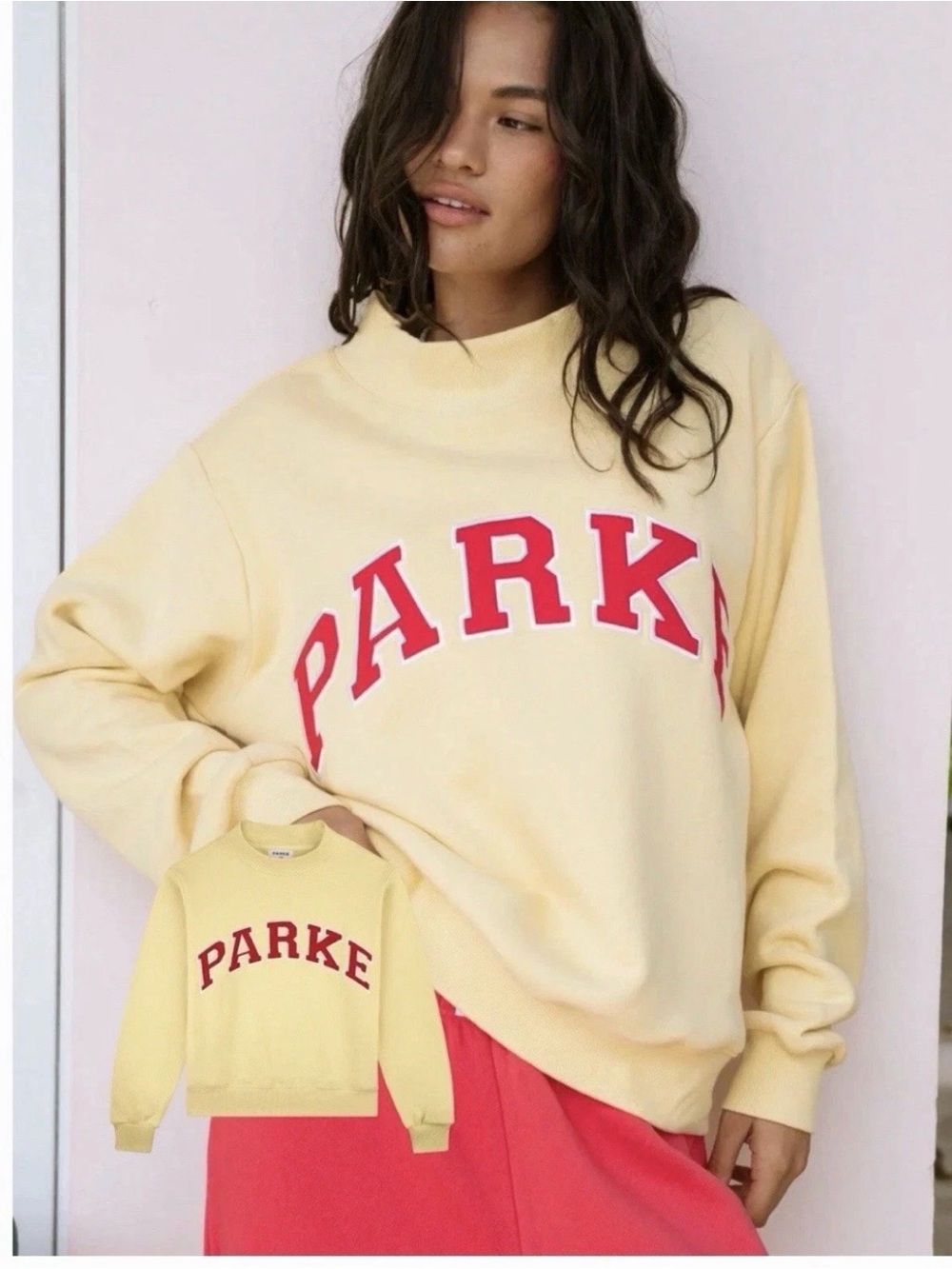 PARKE Summerland Varsity Mockneck Sweatshirt Lemonade